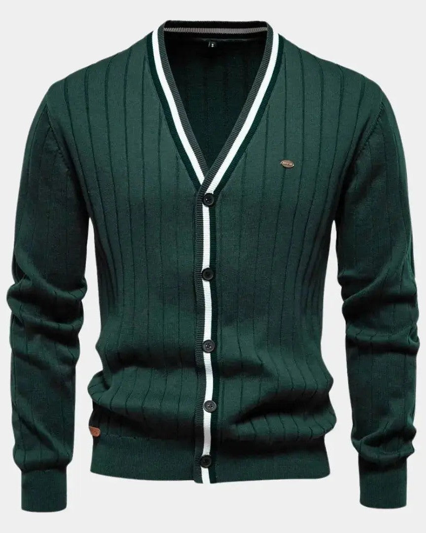 Alfred | Grüne Strickjacke mit V-Ausschnitt