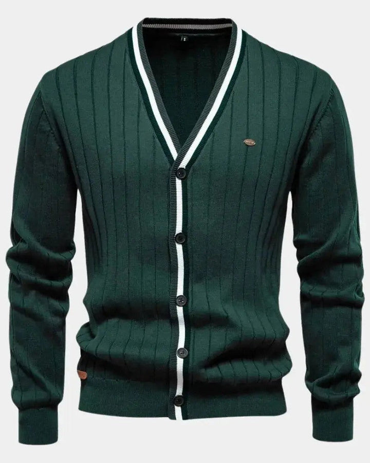 Alfred | Grüne Strickjacke mit V-Ausschnitt