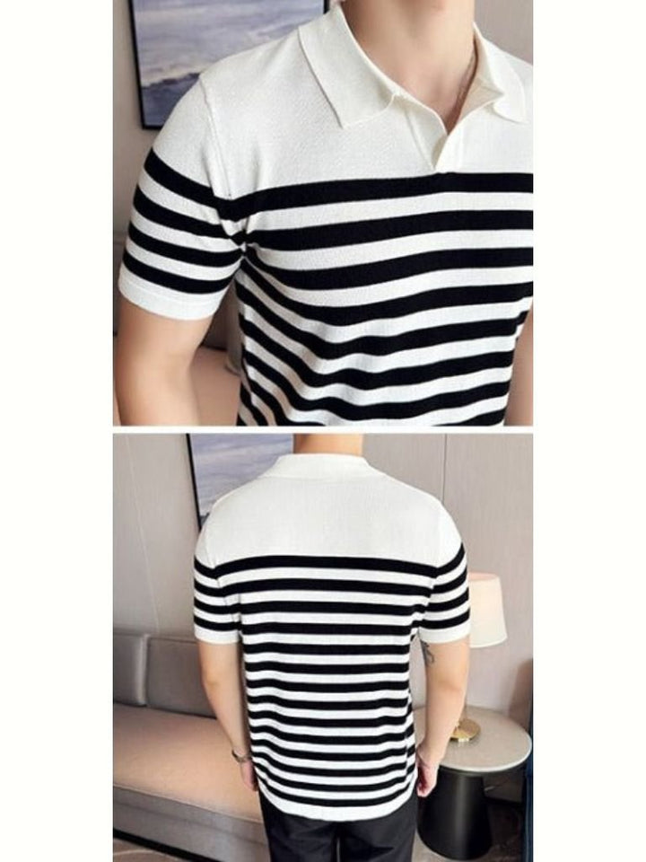 Roland | Schwarz-weiß gestreiftes Poloshirt