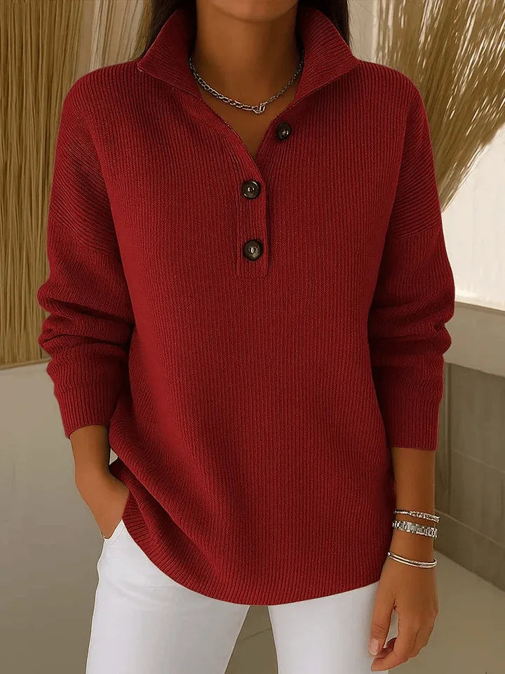 Annika | Pullover mit Polokragen und V-Ausschnitt