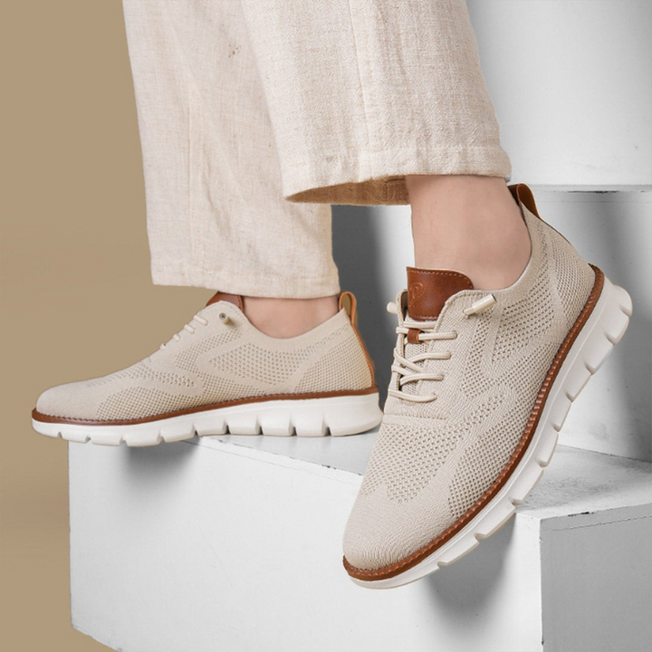 Karl-Heinz | Cremefarbene Strick-Sneaker