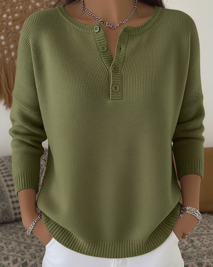 Katharina | Strickpullover mit Henley-Knopfleiste