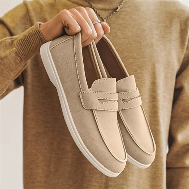 Björn | Sandfarbene Loafer in Veloursoptik