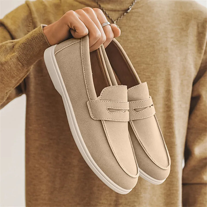 Björn | Sandfarbene Loafer in Veloursoptik