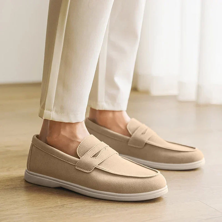 Björn | Sandfarbene Loafer in Veloursoptik