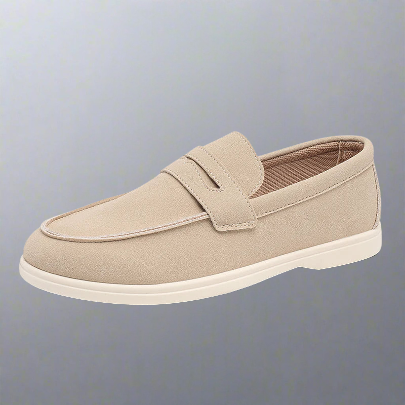 Björn | Sandfarbene Loafer in Veloursoptik