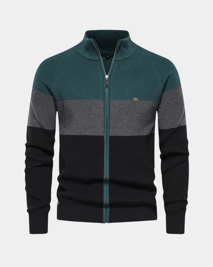Björn | Farbblock-Strickjacke mit Reißverschluss