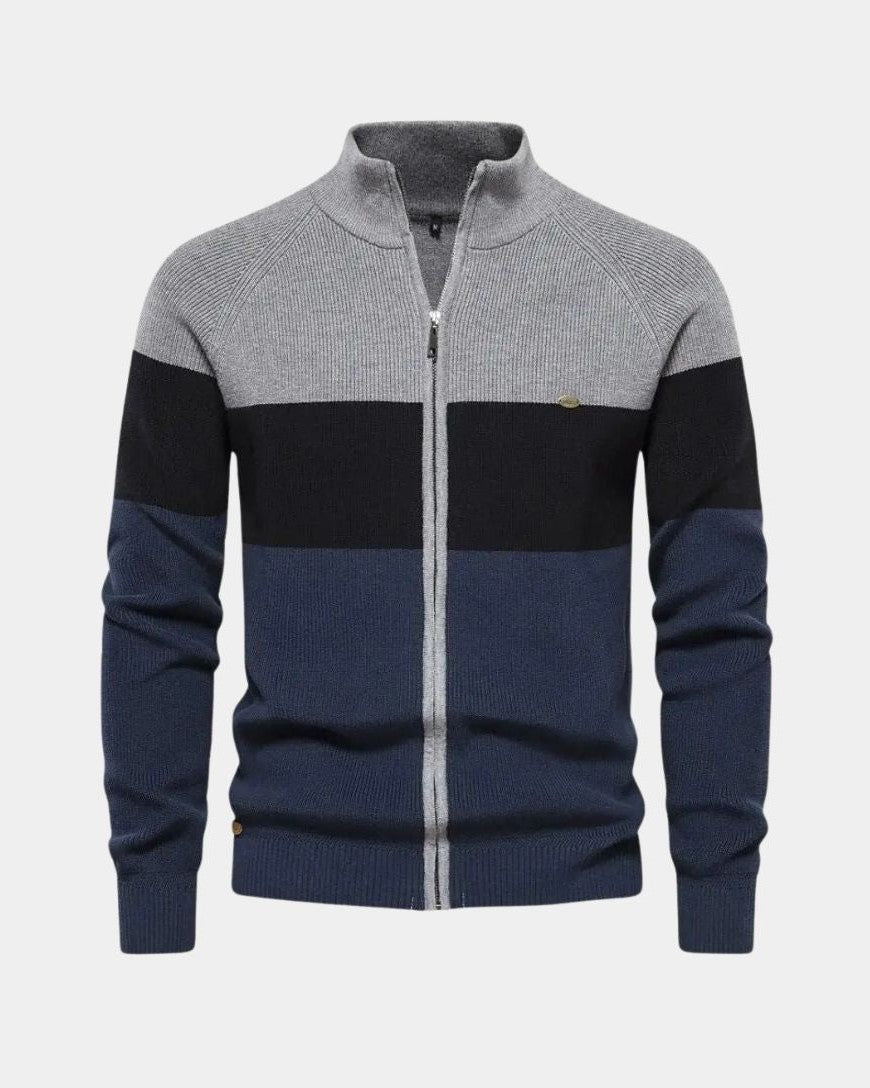 Björn | Farbblock-Strickjacke mit Reißverschluss
