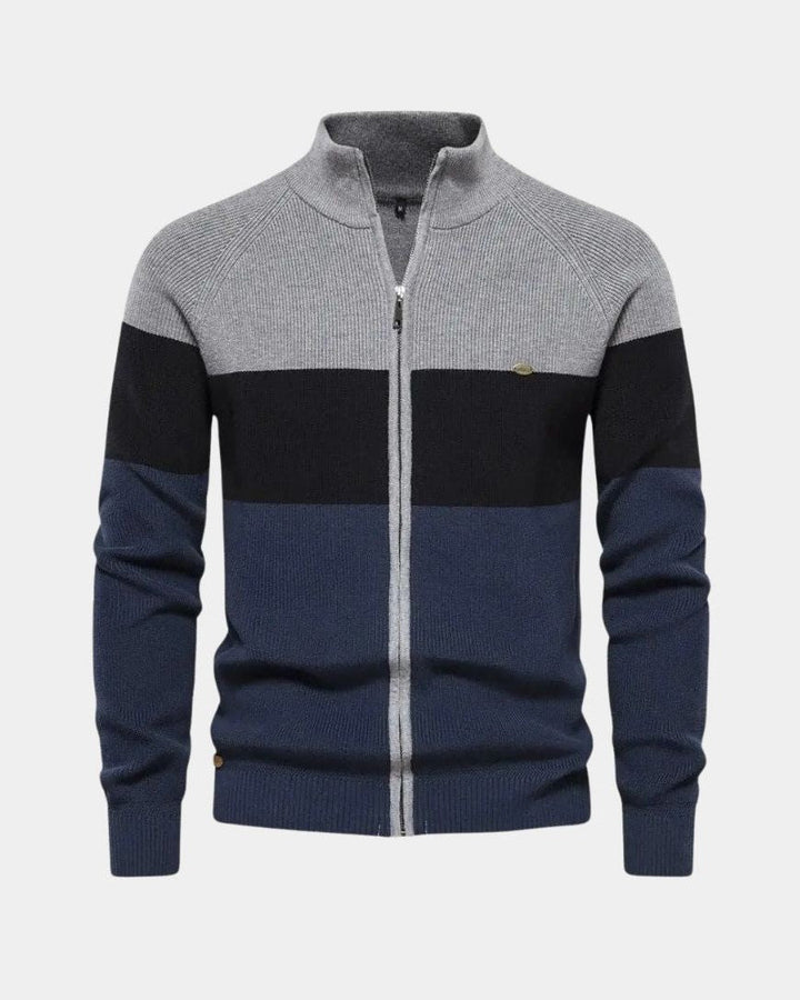 Björn | Farbblock-Strickjacke mit Reißverschluss