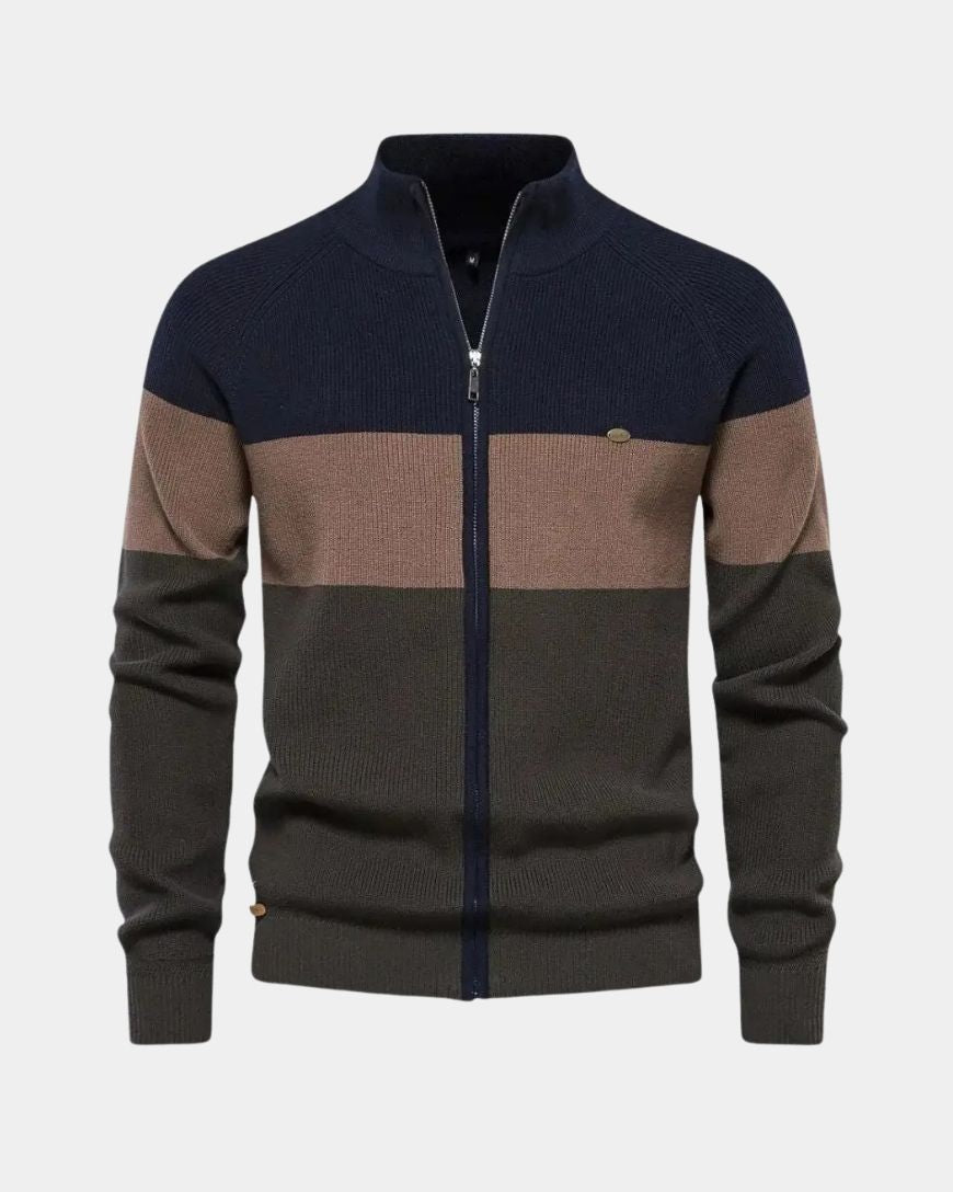 Björn | Farbblock-Strickjacke mit Reißverschluss