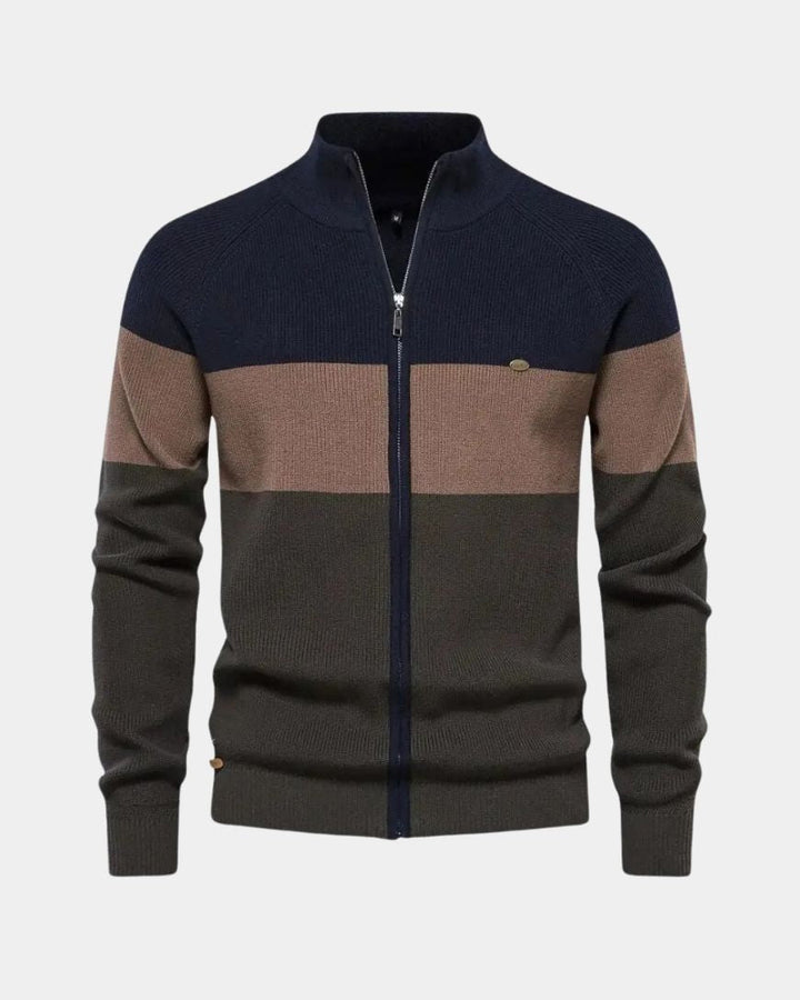 Björn | Farbblock-Strickjacke mit Reißverschluss