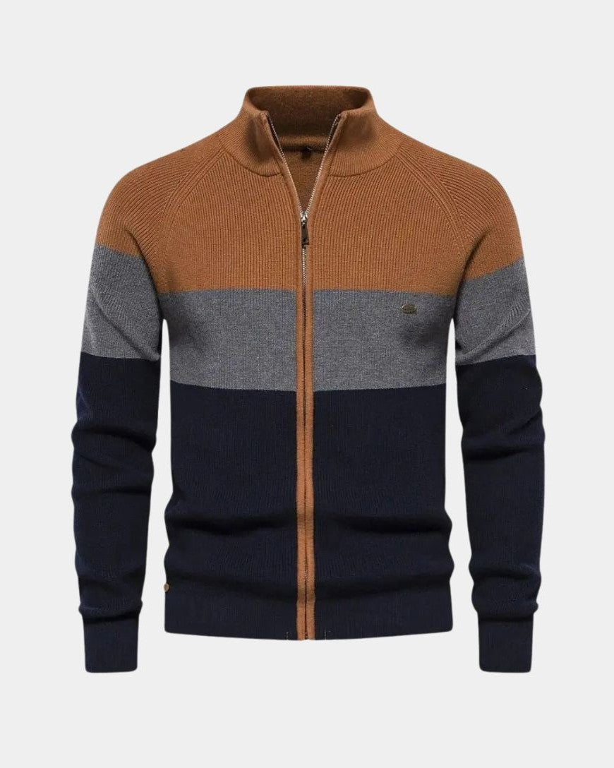 Björn | Farbblock-Strickjacke mit Reißverschluss