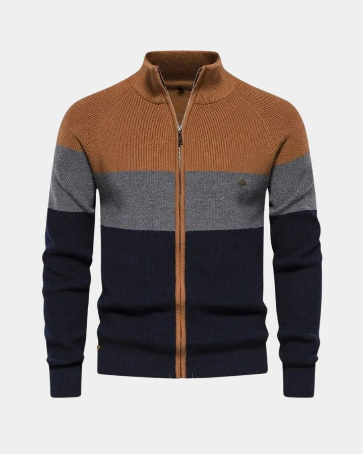 Björn | Farbblock-Strickjacke mit Reißverschluss