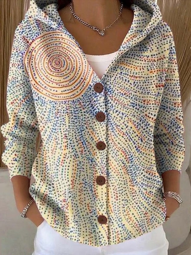 Sofia | Bedruckte Strickjacke mit Kapuze