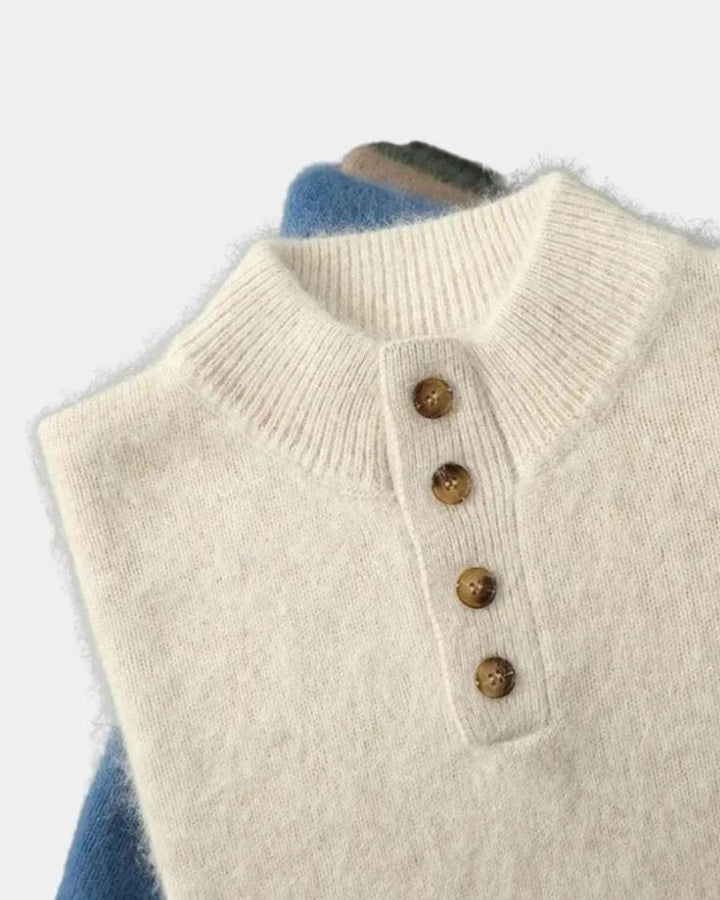 Andreas | Beiger Henley-Strickpullover
