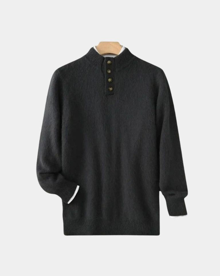 Andreas | Beiger Henley-Strickpullover