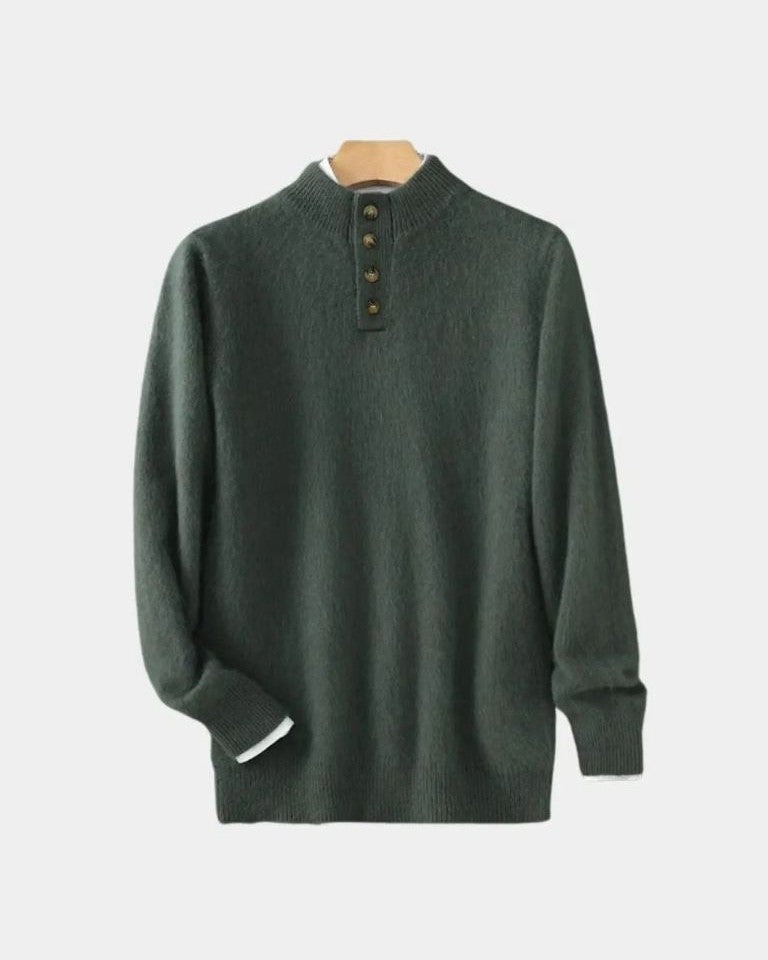 Andreas | Beiger Henley-Strickpullover