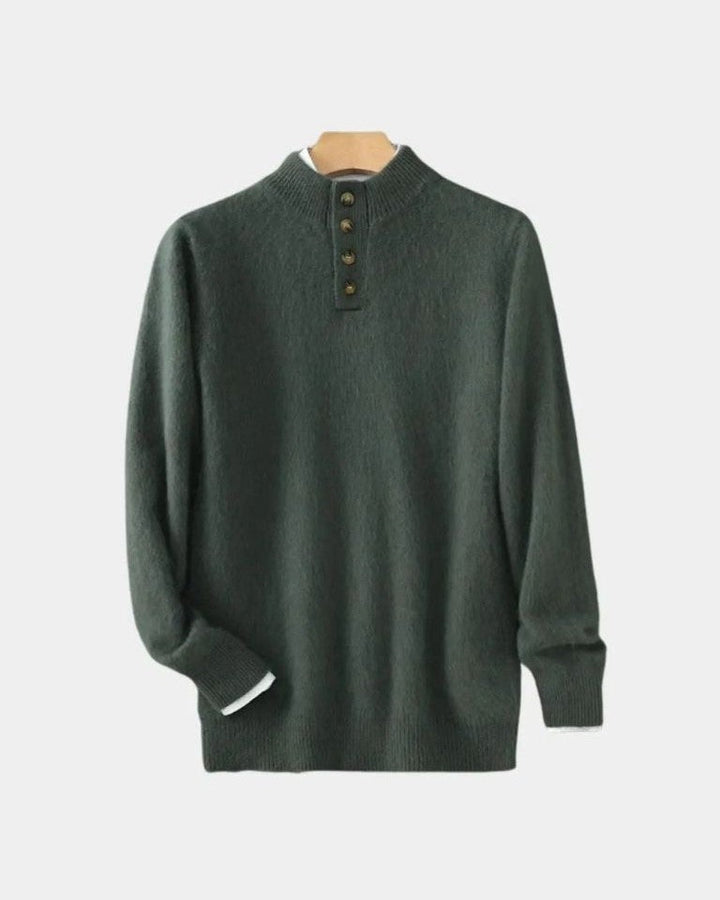 Andreas | Beiger Henley-Strickpullover