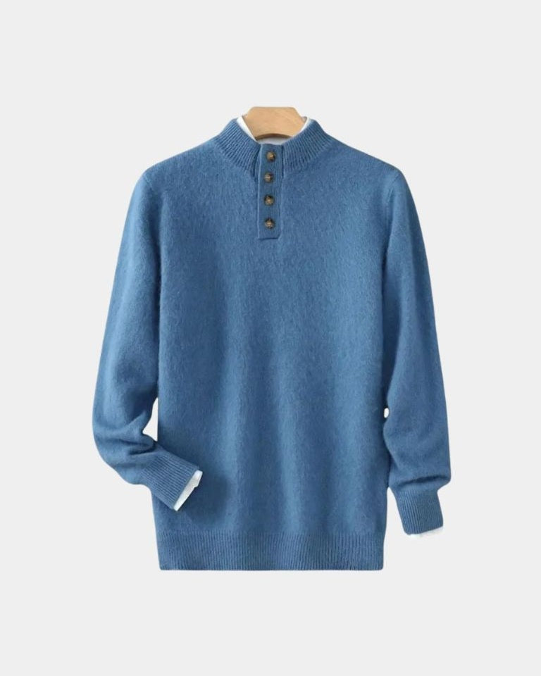 Andreas | Beiger Henley-Strickpullover