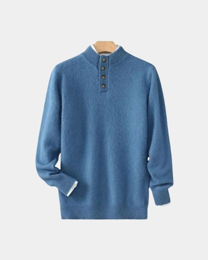 Andreas | Beiger Henley-Strickpullover