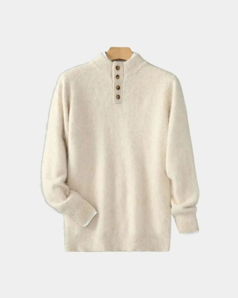 Andreas | Beiger Henley-Strickpullover