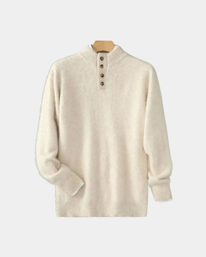 Andreas | Beiger Henley-Strickpullover