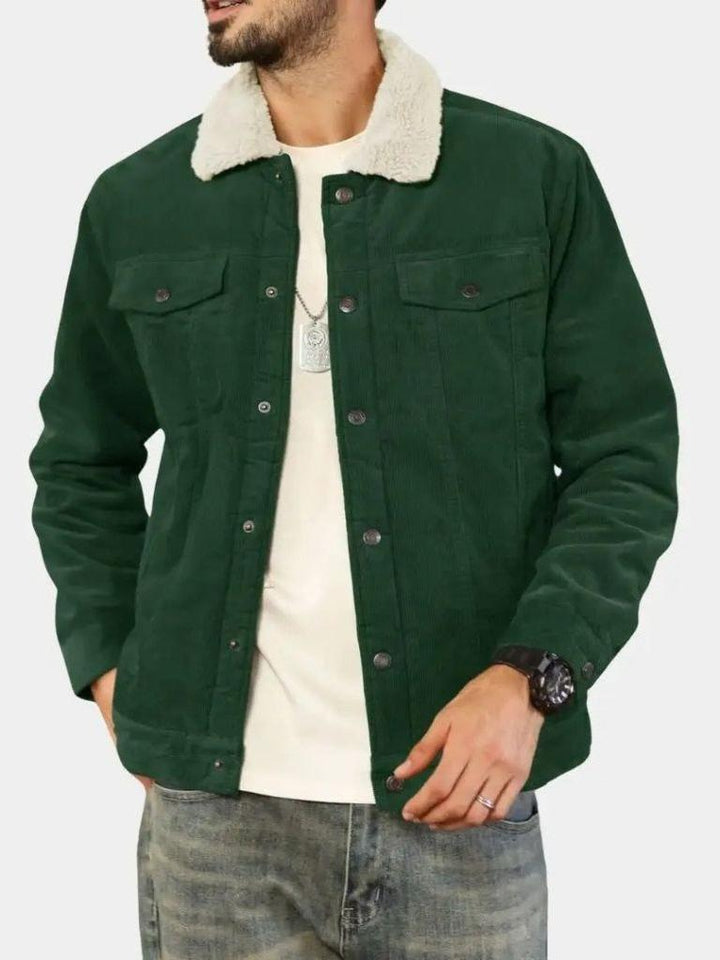 Kurt | Grüne Cordjacke mit Teddyfutter
