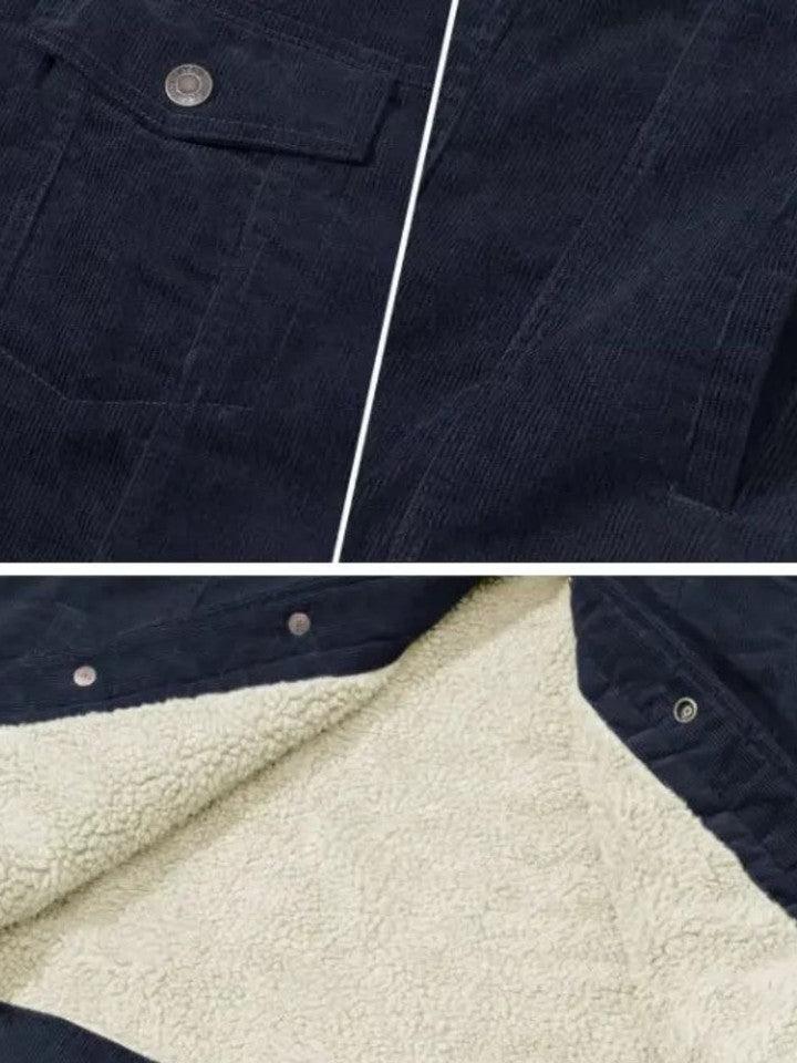 Kurt | Grüne Cordjacke mit Teddyfutter