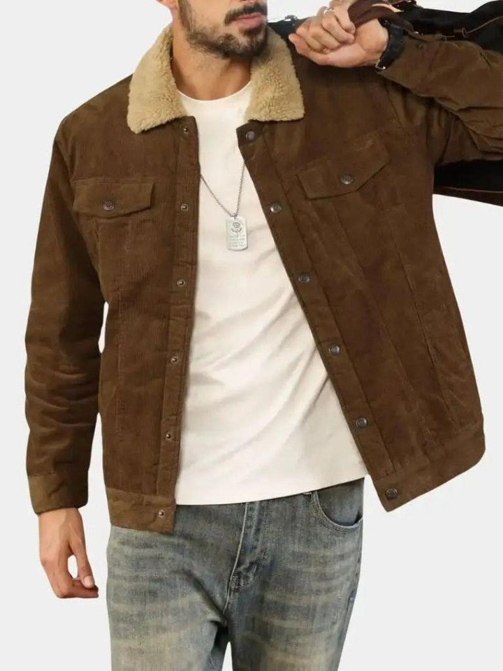 Kurt | Grüne Cordjacke mit Teddyfutter