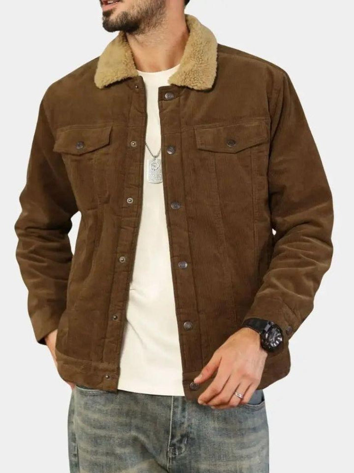 Kurt | Grüne Cordjacke mit Teddyfutter