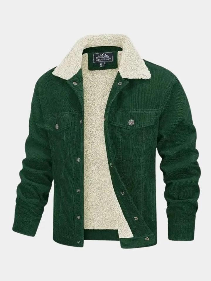 Kurt | Grüne Cordjacke mit Teddyfutter