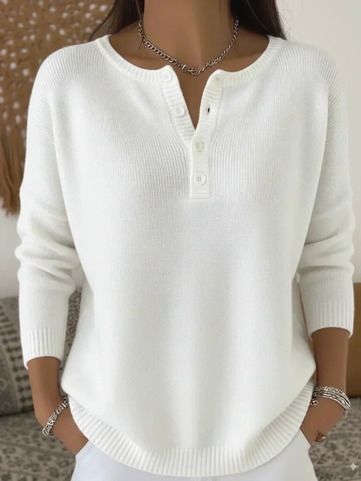 Katharina | Strickpullover mit Henley-Knopfleiste