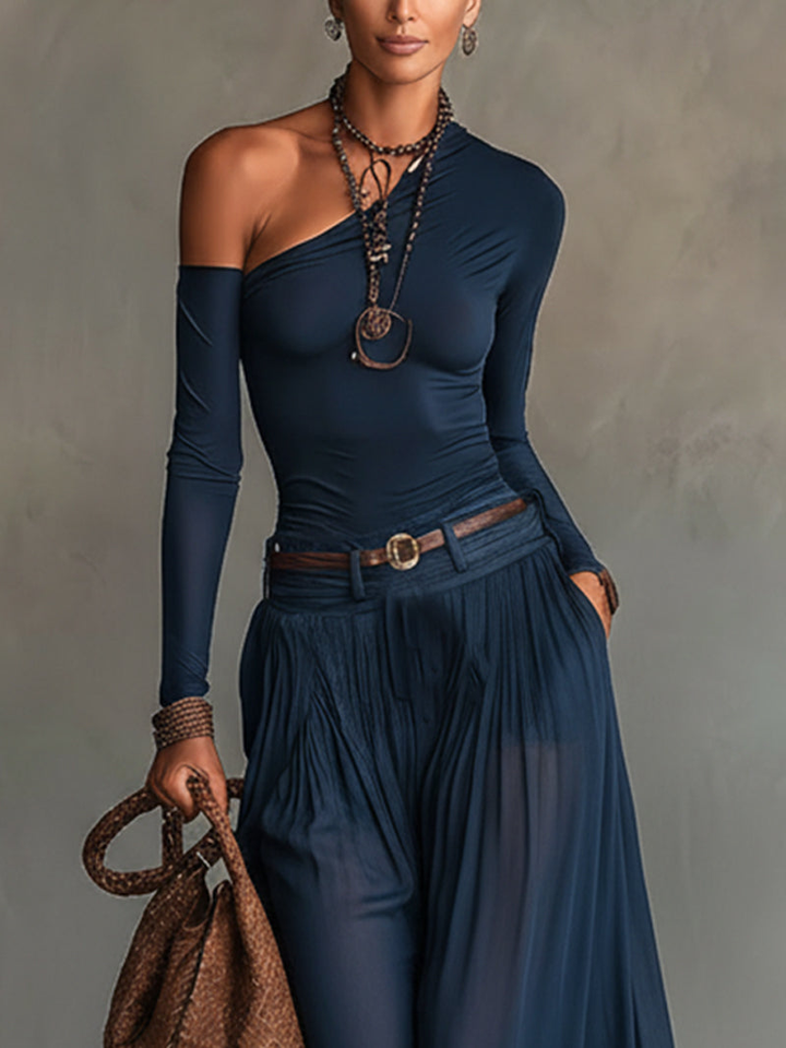 Johanna | Off-Shoulder-Top und Rock marineblau