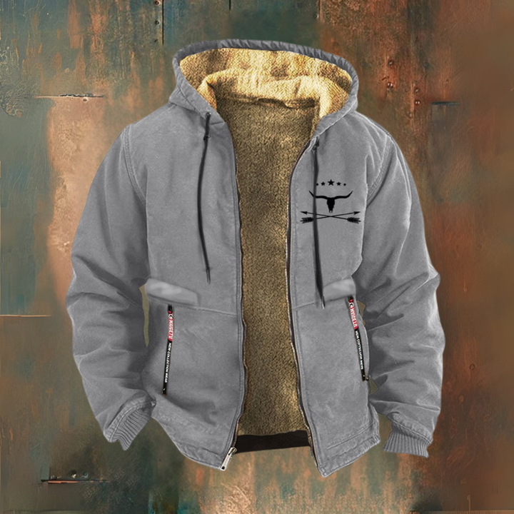 Viktor | Schwarze Kapuzenjacke mit Teddyfutter