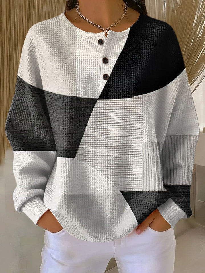 Emma | Pullover mit Waffelstruktur und Farbblöcken