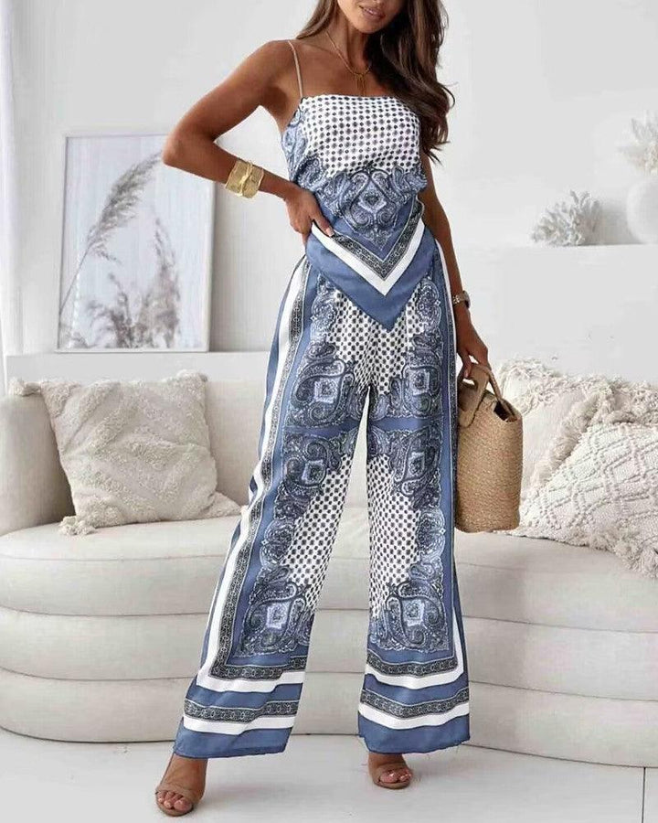 Lilly | Zweiteiliges Set elegant mit top mit Schnürung und Hose urlaubsbereit