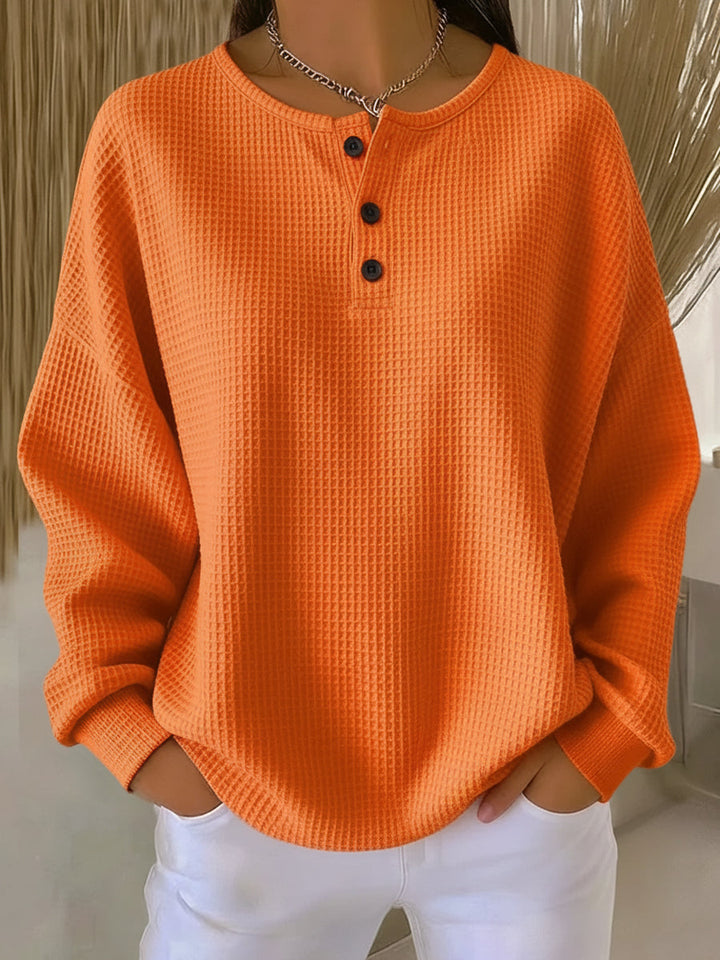 Mathilda | Henley-Sweatshirt mit Waffelstruktur