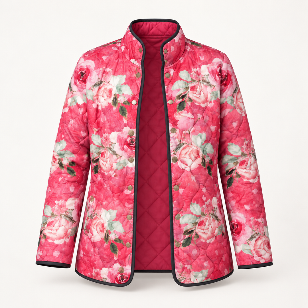 Sophie | Steppjacke mit pudrigem Rosenmuster