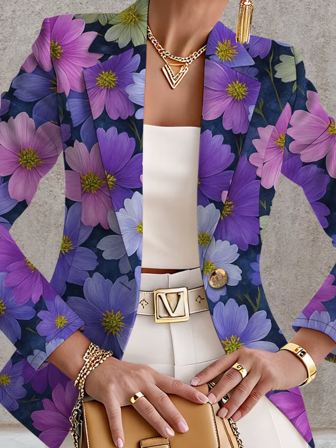 Karin | Blazer mit violettem Blumenmuster
