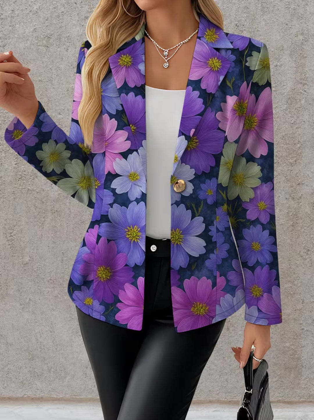 Karin | Blazer mit violettem Blumenmuster