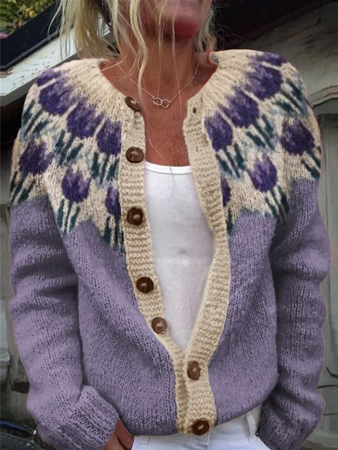 Dagmar | Strickjacke mit Blumenmuster