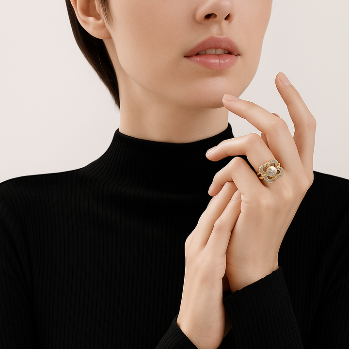 Therese | Vintage-Goldring mit Zirkonias