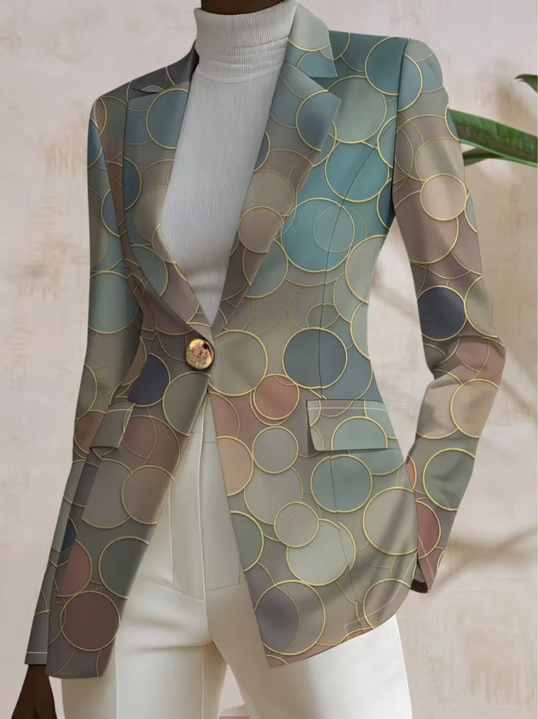Ursula | Blazer mit pastellfarbenem Mosaikmuster