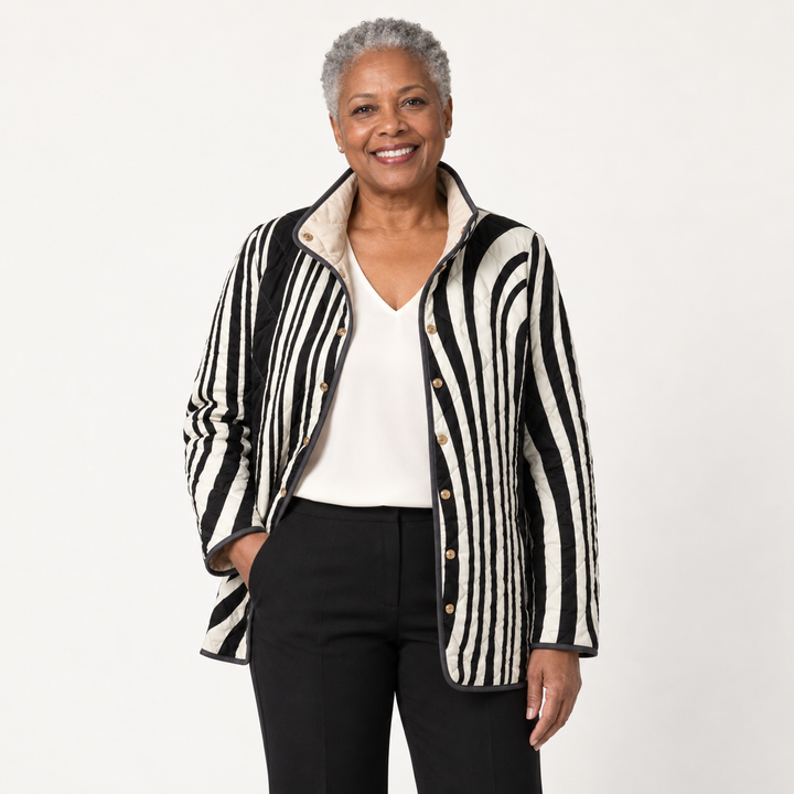 Frieda | Steppjacke mit grafischem Zebramuster
