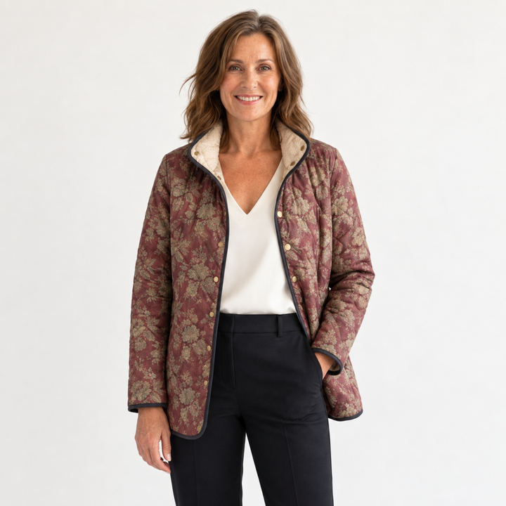 Johanna | Steppjacke mit Damastmuster in Pflaume