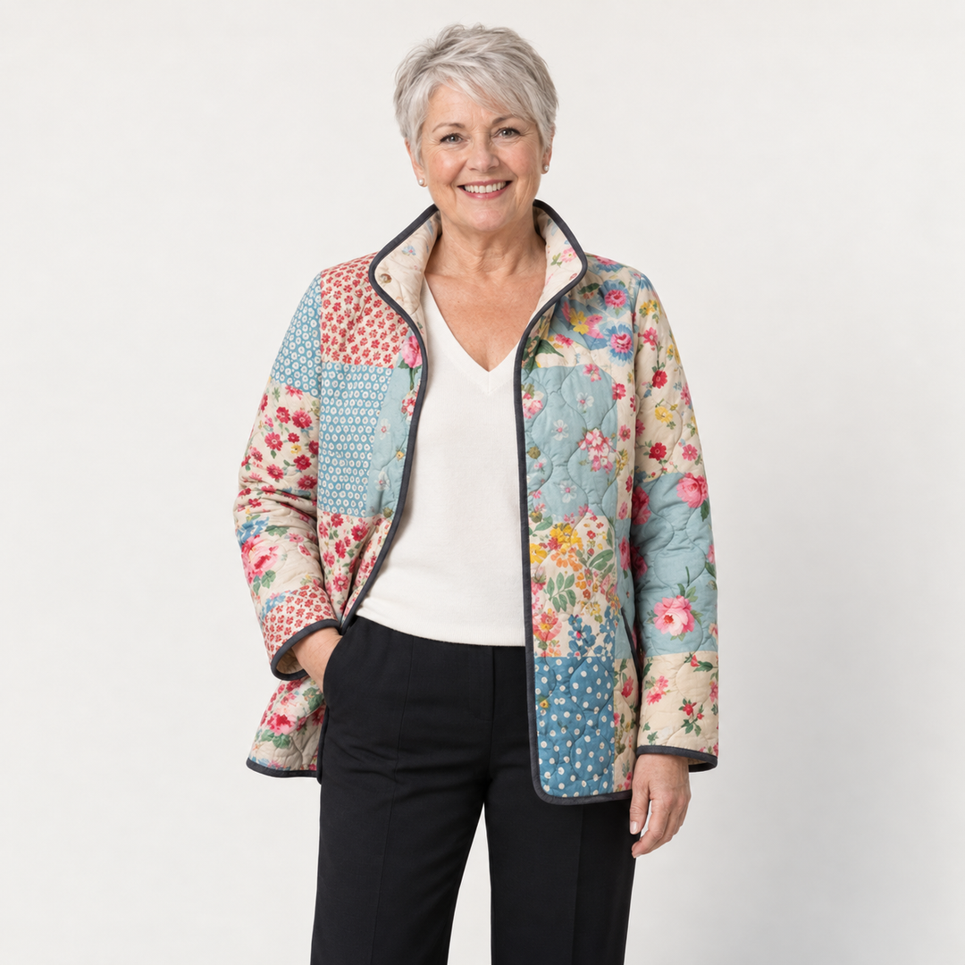 Paula | Steppjacke mit floralem Patchworkmuster