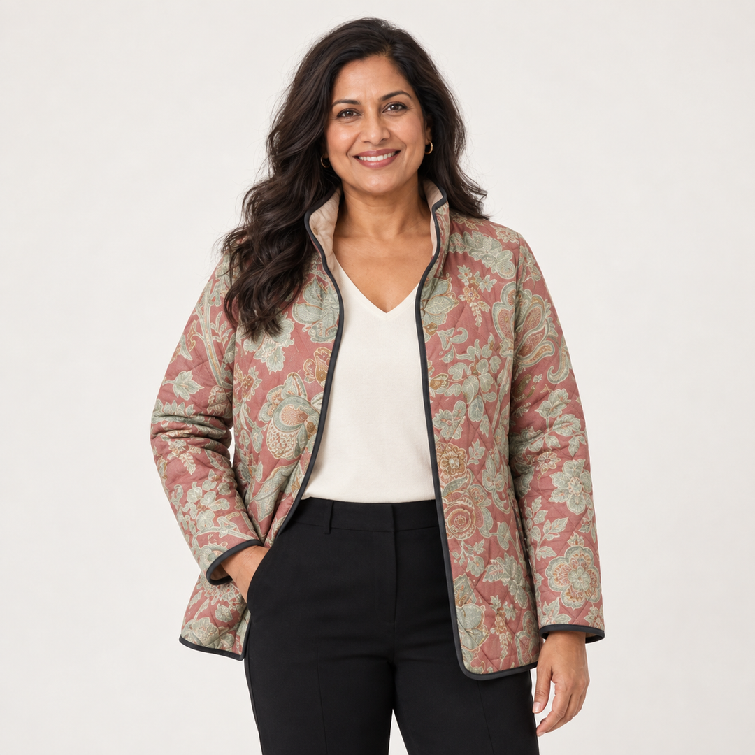 Luisa | Steppjacke mit Damastmuster in Terrakotta