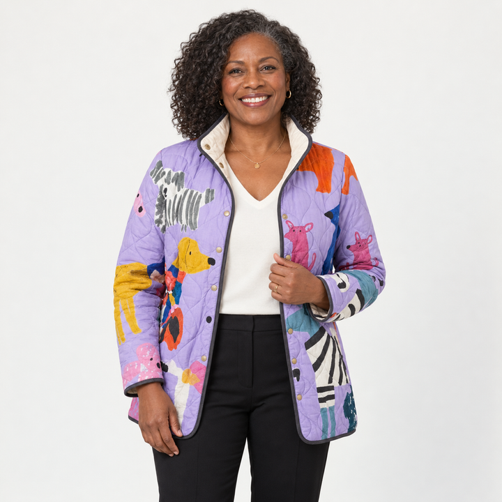 Mia | Steppjacke mit kleinen Hundemotiven