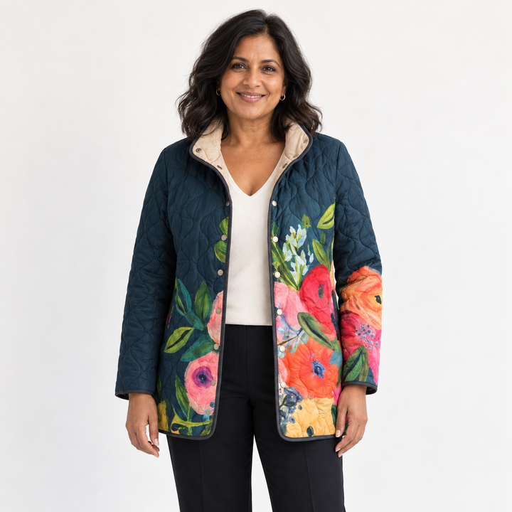 Hannah | Steppjacke mit gemalten Blumen