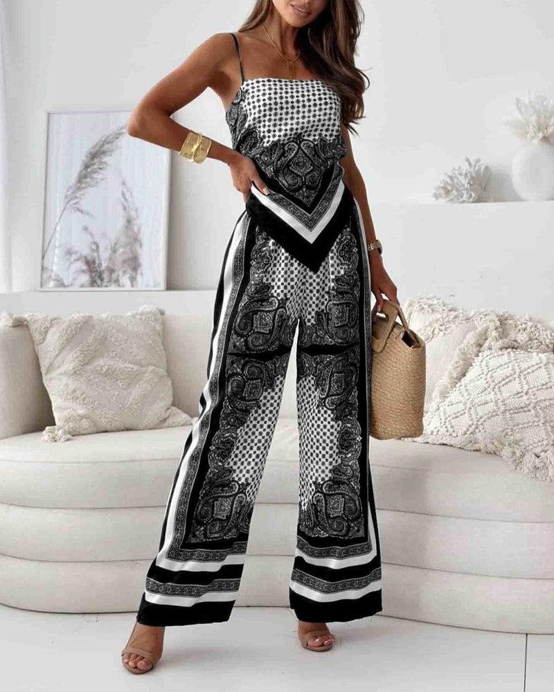 Lilly | Zweiteiliges Set elegant mit top mit Schnürung und Hose urlaubsbereit